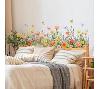 Fufuquare Adesivi da Parete di Fiori Colorati Adesivi in Vinile Facili da Applicare e da Togliere Adesivi Murali di Farfalle per la Stanza da Letto e il Salotto dei Bambini