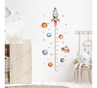 Fufuquare Adesivi da Parete Diagramma di Crescita Rocket e Pianeti Cartoneschi Misuratore di Altezza Adesivi Murali in Vinile per Stanze Bambini Asilo Nido Classe