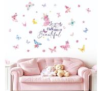 FUFUQUARE Adesivi Murali Colorati Farfalla Citazioni Ispiratrici Floreali Sii il Tuo TIPO DI BELLE DECALCOMANIE MURALI Peel and Stick per Bambini Ragazze Camera da letto Nursery Soggiorno