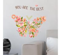 FUFUQUARE Adesivi Murali Farfalla Citazioni Ispiratrici Floreali Frasi Motivazionali Positive Decalcomanie Murali Peel and Stick per Bambini Ragazze Camera da letto Soggiorno Decorazione domestica