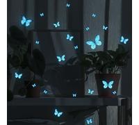 FUFUQUARE Adesivi Murali Luminose Fluorescenti al Buio, Stickers Murali Farfalla Decorazioni Parete Effetto Notte per Camera da Letto Soggiorno Cameretta Bambini Farfalle Decorative Blu