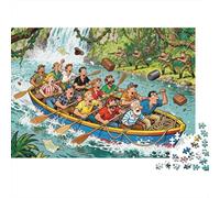Fuga in barca del fiume della giungla Puzzle in Legno Impermeabile Puzzles Da 1000 Pezzi Per Adulti Impossibili Per Decorazioni Domestiche