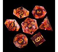 FugaCity DND Dice Set Liquid Core Handmade Sharp Edge 7 Piece Resin Dice-Dungeons and Dragons Polyhedral Dice Set D&D Dice Set with Gift Dice Case fo