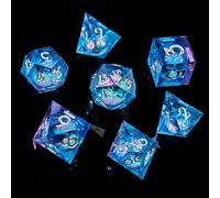 FugaCity DND Dice Set,Liquid Core Handmade Sharp Edge 7 Piece Resin Dice-Dungeons and Dragons Polyhedral Dice Set, D&D Dice Set with Gift Dice Case for RPG MTG Table Games (