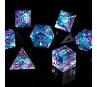 Fugacity Set di dadi per DND, fatti a mano, con bordo affilato, 7 pezzi, in resina, poliedrici, Dungeons and Dragons, set di dadi per D&D con custodia regalo, per giochi di ruolo e MTG da tavolo