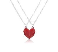 FUGLUS 1 paia Collana a Cuore Magnetico, Collana per Coppie con Magneti a Cuore, Collane con 2 Ciondoli Magnetici Cuore a Metà, per Fidanzato Fidanzata Marito Moglie Migliore Amica, nero, Bianco