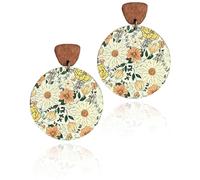 FUGLUS 1 paio Orecchini pendenti Boho, Orecchini Pendenti in Legno Bohémien Vintage Orecchini Pendenti Etnici a Cerchio Rotondo Orecchini Pendenti Leggeri e Chic per Donne Gioielli e Regali(01)