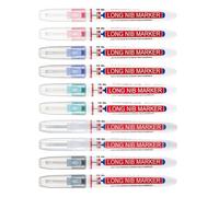 FUGLUS 10 Pezzi Pennarelli per Fori Profondi, Pennarello Indelebile a Punta Fine 20mm, Pennarello Falegname, Penna Marcatura per Segnare in Luoghi Profondi - Nero, Blu, Rosso,Verde, Bianco