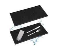 FUGLUS 2 tappetini da bar 30 x 15 cm, in gomma, per scolapiatti, per caffè, troppopieno, ad asciugatura rapida, per bar, cucina, caffetteria, ristoranti, banconi (nero)