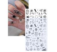 FUGLUS 3D Nero Farfalla Adesivi Unghie Nail Art, Halloween Nail Art Stickers Decalcomanie Autoadesive, Stickers Unghie Autoadesivi 5D Decorazioni Unghie Nail Art Disegni(6 Fogli)
