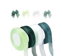FUGLUS 4 Nastro in organza, verde eucalipto, 2,5 cm x 45 m, per matrimonio, nastro in organza,Verde