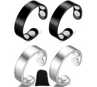 FUGLUS 4 Pezzi Anelli magnetici in rame,Anello Magnetico Terapeutico Anello Magnetoterapia Regolabile Anello Magnetico Terapeutico Per Anelli Per Dimagrire Anello Magnetico Per Uomo Donna