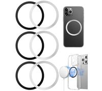 FUGLUS 6Pcs Adesivo Universale ad Anello Magnetici Senza Fili in Metallo per Magnete ad Anello MagSafe, per Caricabatterie Wireless MagSafe per iPhone/Samsung/Android,Nero/Argento(Non Magnetici)