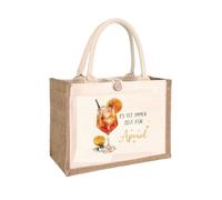 FUGLUS Aperol - Borsa regalo per in iuta da donna, pieghevole, impermeabile, borsa per la spesa, borsa da spiaggia o come set regalo XXL Aperol Spritz accessori in iuta per fidanzate e colleghe