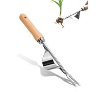 FUGLUS Estirpatore di erbacce in acciaio inox con manico in legno naturale,Nuovo dispositivo di rimozione delle erbacce,Estirpatore di erbacce Gardena,Estirpatore manuale di erbacce da giardinaggio
