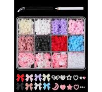 FUGLUS Fiocchi per Unghie 3D con Fiore Rosa e Charm Cuore, 500pz Ciondoli per Nail Art con Perle, Pinzette e Matita di Cera per Decorazioni Unghie
