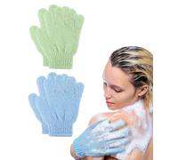 FUGLUS Guanto esfoliante corpo, Guantos Scrub Corpo, Rimuove le cellule morte della pelle e idrata, Guanto Esfoliante Corpo Premium, per il bagno Esfolia e rivitalizza la pelle(2 Paia)