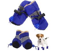 FUGLUS Impermeabili,4 Pezzi Stivali per Cani Paw Protector,Scarpe Antiscivolo per Zampe di Cani con Cinghie Riflettenti,Scarpette Cane per Cani per Cani di Taglia Piccola e Media (blu 7)