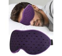 FUGLUS Maschera da Sono 3D per Uomo e Donna, Versione Migliorata 2025 per Dormitori Laterali, Maschera per Gli Occhi a Blocco 100% della Luce, con Cavità Oculari Comode e Senza Pressione, Viola