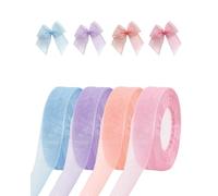 FUGLUS Nastro in organza, verde eucalipto, 2,5 cm x 45 m, per matrimonio, nastro in organza,Tonalità di rosa