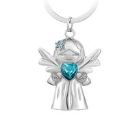 Fugoviin Portachiavi Angelo Custode con Gemma e Fiori Lilla, Portachiavi Portafortuna, Regalo per Fidanzata, Collega, Amiche, Madre, Sorella, ecc.