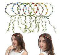 FUGZAUD Confezione da 7 corone di fiori di carta con fascia floreale, ghirlanda in stile bohémien, per matrimonio, sposa, feste, festival, accessori per capelli, colori misti (senza corda)