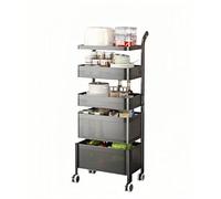FUHAI-666 Carrello multiuso Carrello da cucina rotante Slim Gap Organizzatore multi-livello for snack e prodotti(Nero,Piccolo)