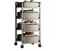 FUHAI-666 Carrello multiuso Carrello portaoggetti da cucina mobile a più livelli, ripiano organizer for cestino for verdure(Nero,Grande)