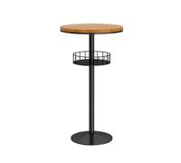 FUHAI-666 Tavolo da bar Home Round Small Bar Table With Storage Leisure Balcony Cafe High Top Table Tavolo da pub(Teak)