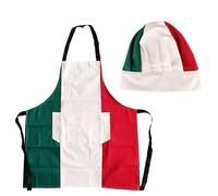 FUHAMJ 1 Set Costume Da Chef Con Bandiera Italiana, Grembiule Personalizzato, Cappello E Grembiule Da Chef Italiano, Grembiule Cucina Uomo, Design Bandiera Italiana, Adatto Uomo Donna