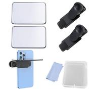 FUHAMJ 2 Set Specchio Riflettente Per Telefono Cellulare Specchio Compatto E Leggero Per Fotografie Di Paesaggi Colorati, Riprese Orizzontali E Verticali, Specchietto Per Selfie Da Agganciare (Nero)