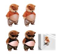 FUHAMJ 4 Pezzi Fermaporta Da Pavimento In Gomma Con Adesivo A Forma Di Testa Di Cucciolo, Fermaporta Maniglia,Sticker Antiscivolo Per Porte E Cellulari, Dimensioni 11X7 Cm(A)