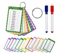 Fuhesgu 1x1 Carte di Moltiplicazione, 12 Pezzi Tabelline per Bambini con 2 Pennarelli Cancellabili e 2 Anelli Riutilizzabile Schede di Matematica Portatile Biglietti Educativi per Bambini dai 3 Anni