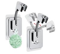 Fuhesgu 2 Pezzi Supporto per Soffione Doccia Senza Foratura, Supporto Doccia Adesivo Doccetta Regolabile a 360°Porta Doccino per Doccia con Gancio Supporto da Parete per Bagno, Adesivo Forte