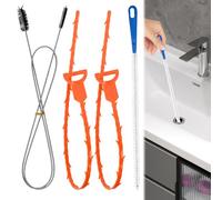 Fuhesgu 4 Pezzi Stura lavandini e Scarichi, Spazzola per Pulizia Tubi Flessibile Forte Sbloccatore di Scarico multifunzionali Strumenti per la Pulizia del Tubo di Scarico spazzole per Cannuccia