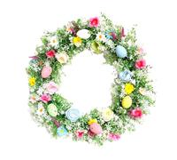 Fuhjythy 1 PCS Ghirlanda di Pasqua da 13,8 Pollici con Fiori, Spago Come da Immagine, in Plastica Appesa A Decorazione per Interni Ed Esterni sul Muro della Porta D'Ingresso di Casa.