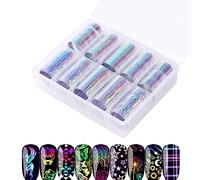 Fuhjythy 1 Scatola / 10 Rotoli per Nail Art per Trasferimento di Nail Art per Unghie 3D Misti