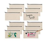 Fuhjythy 12 Sacchetti di Tela Vuoti, Astuccio per Matite, Sacchetti con Cerniera In Tela, per Pittura, Scuola, Organizer