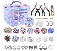 Fuhjythy 1366 Pezzi Kit di Creazione di Gioielli con Clip di Gioielli, Perle e Ciondoli per Braccialetti, Orecchini