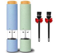 Fuhjythy 2PCS Macinino Elettrico per Sale e A Funzionamento Automatico con Macinatura Regolabile Alimentato A Batteria Luce LED