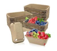 Fuhjythy 50 Confezioni di Cestini di Bacche In Fibra di Polpa per Raccogliere La Frutta, Cestini di Bacche Modellati per Mirtilli, Lamponi, Ciliegie e Fragole