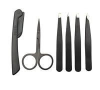 Fuhjythy 6PZ Pinzette per Sopracciglia Professionali nel Acciaio Inossidabile Set di Strumenti per L'Inclinazione per Clip per Sopracciglia, con Set di Strumenti per il Trucco
