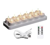 Fuhjythy Candele Ricaricabili Tea Lights, 12 Pezzi Candele Ricaricabili con Base di Ricarica Remota, Candele LED