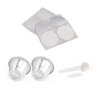 Fuhjythy Capsule per Caffè Espresso Riutilizzabili, Cialde per Caffè Espresso Ricaricabili In Acciaio Inossidabile con Fogli di Alluminio Durevoli e Facili da Usare