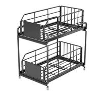 Fuhjythy Cassetto Scorrevole il Organizer da Cucina Armadietto Multiuso un 2 Strati il Scaffale per il Bagno Cucina