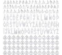 Fuhjythy Ciondoli con Lettere, 156 Pezzi/6 Set Ciondoli con Lettere 'Alfabeto ABC 3 Stili Ciondoli Maiuscola Collana Braccialetto DIY per Gioielli A