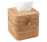 Fuhjythy Copertura per Scatola di Fazzoletti Portascatola Quadrato In Rattan per Carta Igienica