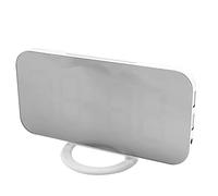 Fuhjythy Digital Sveglia, Grande Display un Led Da 6 Pollici con Doppio Caricatore Usb per Auto Modalità Dimmer Facile Funzione Snooze, Moderno Orologio Parete un Specchio per Camera Casa