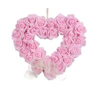 Fuhjythy Ghirlanda A Forma di Cuore di San Ghirlanda Floreale per Porta con Ghirlanda di Rose per la Decorazione di San, Rosa, 13,77 Pollici Facile da Usare