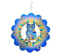 Fuhjythy Giardino A 3D con Gufo Blu, 12 Pollici, Tagliato al, da Giardino, da Appendere, da Appendere, in Metallo, Cinetico, in Stile Art Déco, Decorazione per Interni Ed Esterni, Durevole